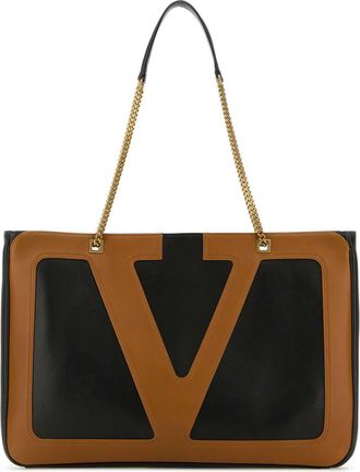 Valentino Garavani Black Nappa Leather Large Viva Superstar Shopping Bag