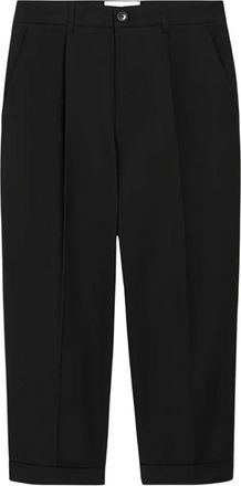 Ami Cropped Trousers, male, Black, Size: S Cotton Carrot Oversized Trousers