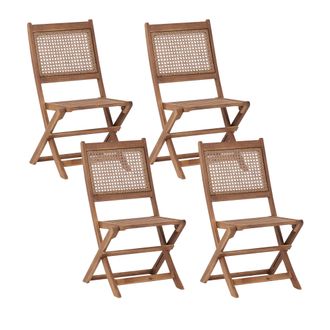 Beliani Beliani - Conjunto De 4 Sillas De Jard&iacute;n Plegables De Madera De Acacia Clara Paraggi
