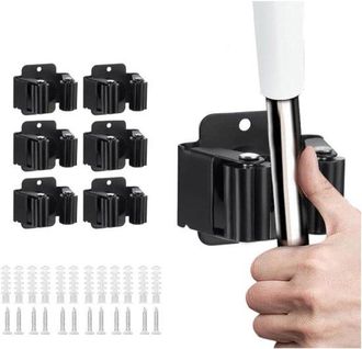 OEM Juego De 6 Soportes De Pared Para Escobas, Fabricados En Acero Inoxidable De Alta Calidad. Ideales Para La Limpieza De La Cocina Y El Garaje