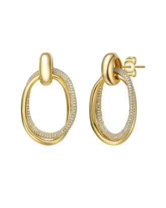 Genevive 14K Plated Cz Dangle Earrings