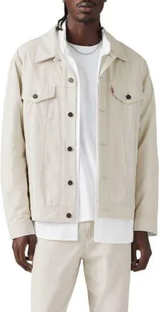Levi's Relaxed Fit Cotton & Linen Trucker Jacket in Silver Birch White at Nordstrom Rack, Size Medium