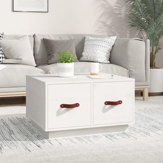 vidaXL Vidaxl - Mesa De Centro De Madera Maciza De Pino Blanco 60x53x35 Cm