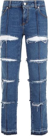 Alexander McQueen Blue Stone Wash Denim Cotton Pants-Donna