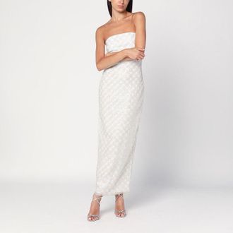 Rotate Womens Long Cream-colored Dress With Sequins - White Recycled Material - Size EU 36 (Womens)