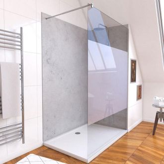 Aurlane Paneles Murales Light Grey 90+120x210 - Plato De Ducha 120x90 - Mampara 120x200+barra