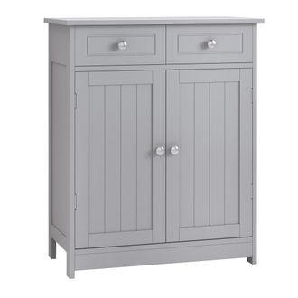 Kleankin Bathroom Floor Storage Cabinet w/ 2 Drawers Door Cupboard Grey | TJ Hughes