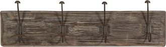 Biscottini International Biscottini - Perchero De La Pared De Madera Maciza Y Hierro Forjado A La Mano Acabado Con Efecto Madera Envejecida 58x10x21 Cm