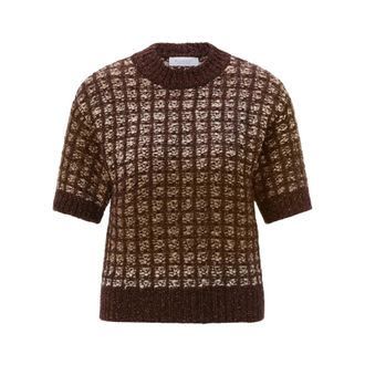 Rich & Royal CNK Open Lace Stitch - Dames - Ronde hals truien - Bruin - L - Katoen - Truien & Vesten