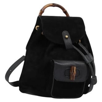 Gucci Pre-owned Backpacks, female, Black, Size: ONE SIZE Pre-owned Suede Backpack