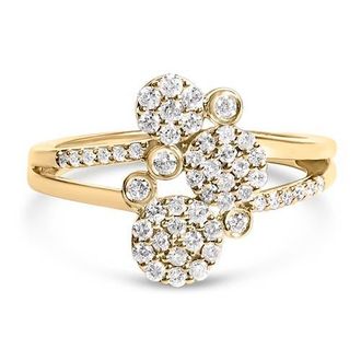 House of Brilliance Silver 1/2 Cttw Diamond Scatter Composite Bypass Ring in Yellow at Nordstrom, Size 10