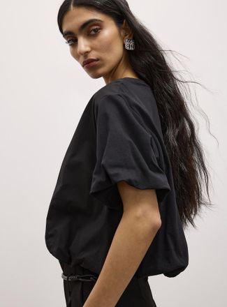 Icone Womens Cropped pure organic cotton bubble-hem T-shirt