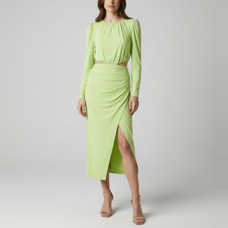 Self Portrait Green Jersey Cut Out Midi Dress