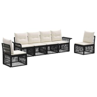 vidaXL Conjunto De Sof&aacute;s De Jard&iacute;n 6 Pcs Negro Rat&aacute;n Sint&eacute;tico Vidaxl