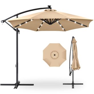 Best Choice Products 10ft Solar LED Offset Hanging Outdoor Market Patio Umbrella w/ Adjustable Tilt