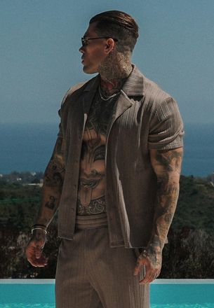 Siksilk Mens Brown Textured Shirt XL