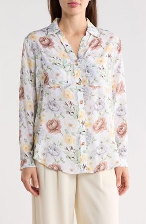 Elie Tahari Floral Button-Down Shirt in Pastel Flowers at Nordstrom Rack, Size X-Large