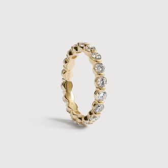 Monica Vinader Gold 3mm Bar Set Diamond Eternity Ring Lab Grown Diamond