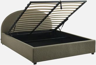 Sweeek Cama Con Somier Abatible Y Cabecero 160cm, Acabado En Borreguito