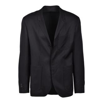 Neil Barrett Jassen, Heren, Zwart, M, Leer, Giacca in tessuto lucido