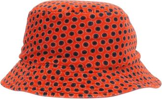 Grevi Omkeerbare Katoenen Fluwelen Hoed Geometrisch Patroon - Dames - Hoeden - Rood - ONE Size - Katoen - Accessoires