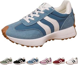 Generic Womens Platform Retro Fashion Sneakers, Comfortable Support Thick Sole Walking Sneakers, Non Slip Work Tennis Shoes (Blue,37.5EU)