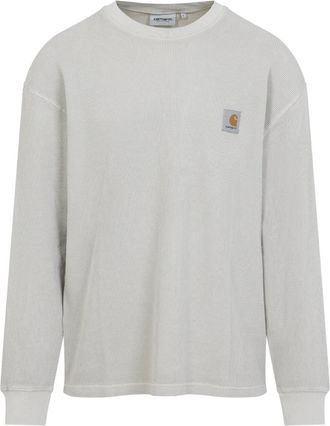 Carhartt Work in Progress Fleur De Sel White Cotton Long Sleeves Vista T-Shirt-Uomo