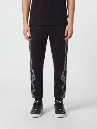 Philipp Plein Pantaloni jogging in jersey con coulisse e logo monogram di strass