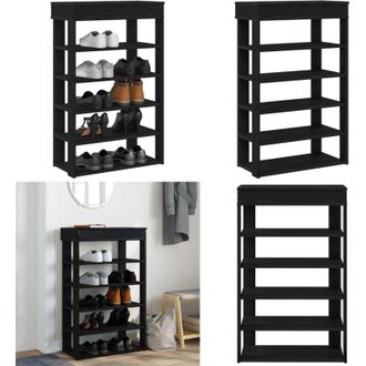 vidaXL Scarpiera Nera 60x30x98 cm in Legno Multistrato - Scarpiera nera - Scarpiera per ingresso