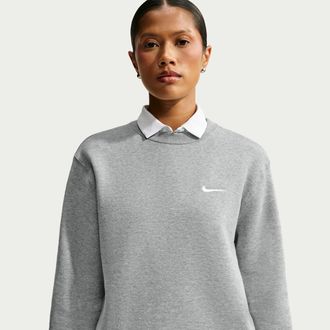 Nike Womens Studio Fleece Medium Weight Crew in Grey | IR8293-063