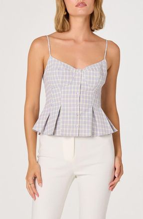 ASTR the Label Lesly Check Cotton Blend Camisole Top in Purple Plaid at Nordstrom, Size X-Small