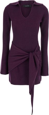 Federica Tosi Violet Dress With Front Neckline And Knot Design In Cashmere Blend Woman