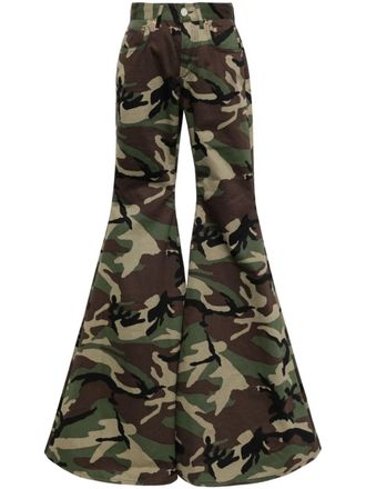 VETEMENTS camouflage-print flared trousers - Green