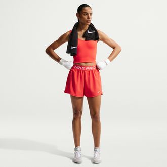 Nike Womens Nike Pro Dri-FIT Mid-Rise Brief-Lined 3 Woven Shorts in Red | IQ0784-696