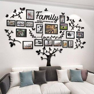 OEM Decoraci&oacute;n De Pared Diy, Pegatinas De &Aacute;rbol Geneal&oacute;gico Para Sala De Estar, Decoraci&oacute;n De Pared Con Collage De Marcos De Fotos 3d, Pared De Fotos