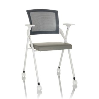 hjh OFFICE silla plegable Piel sint&eacute;tica/Tejido de malla Gris