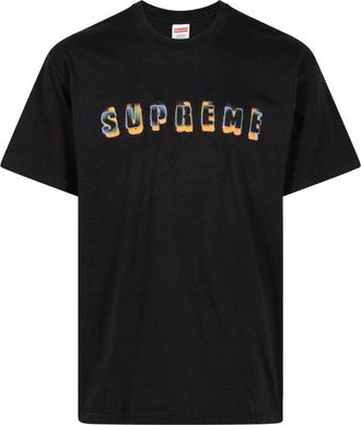SUPREME Stencil logo-print cotton T-shirt - unisex - Cotton - L - Black