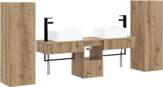 vidaXL Juego De Muebles De Ba&ntilde;o 5 Uds. Roble Artisan Vidaxl