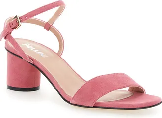 Pollini Womens Heeled Sandals Bloch Heel Pink Leather