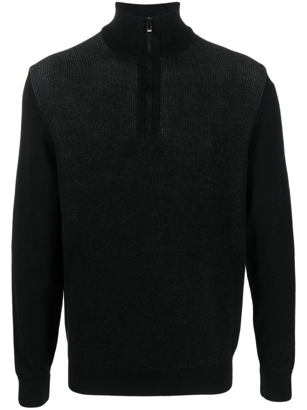 Hugo Boss top wool virgin quarter-zip sweater