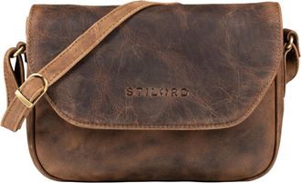 STILORD Esther Ladies Handbag Shoulder Bag Leather Vintage Womens Bag Classic Evening Party Bag Genuine Leather, Colour:middle brown
