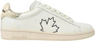 Dsquared2 Schoenen, Dames, Wit, 38 EU, Leer, Leren Sneakers met Veters