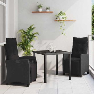 vidaXL Vidaxl - Conjunto De Comedor De Jard&iacute;n 3 Pcs Negro Rat&aacute;n Sint&eacute;tico