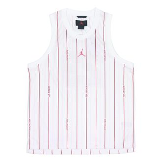 Nike Jordan Air Jordan Stripe Logo Loose Breathable Mesh Sports Vest White DM1381-100