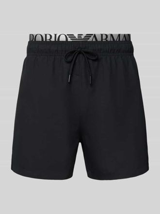 Emporio Armani Relaxed Fit Badeshorts mit Logo-Stitching in Black, Gr&ouml;&szlig;e L