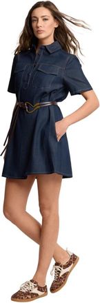 Kocca Shirt dress con cintura - Dames - Korte kleedjes - Blauw - S - Leer - Kleedjes