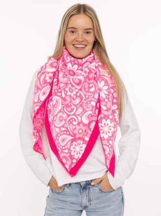 Zwillingsherz Dreieckstuch ZWILLINGSHERZ Blumige Aussichten, Damen, pink rot, Strick, Materialmix, gemustert, mehrfarbig, Modet&uuml;cher Dreieckstuch, Florales Muster, 