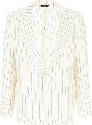 Dolce & Gabbana Nadelstreep Blazer - Heren - Blazers - Wit - XL - Wol - Jassen