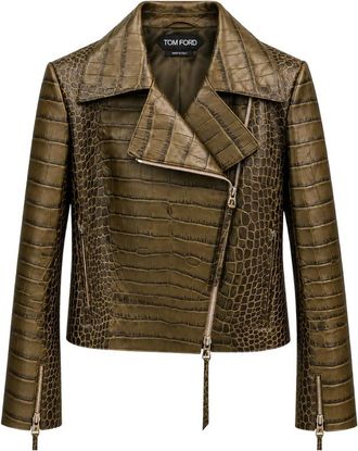 Tom Ford Croc-embossed Lambskin Biker Jacket