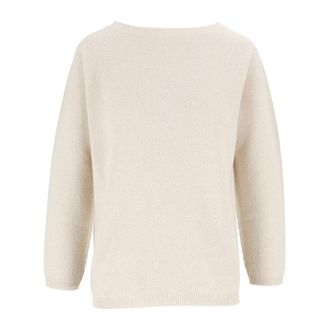 Fabiana Filippi Maglia Scollo Barca in Platinum Lurex - Dames - Ronde hals truien - Beige - M - Wol - Truien & Vesten